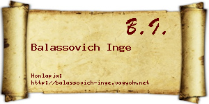 Balassovich Inge névjegykártya